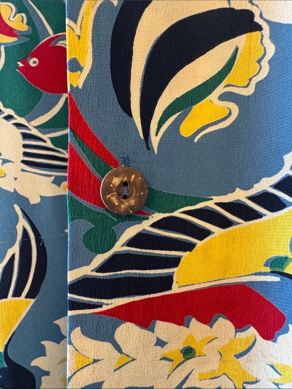 Avanti Blue Tropical Print Silk Shirt - Picture 4 of 4
